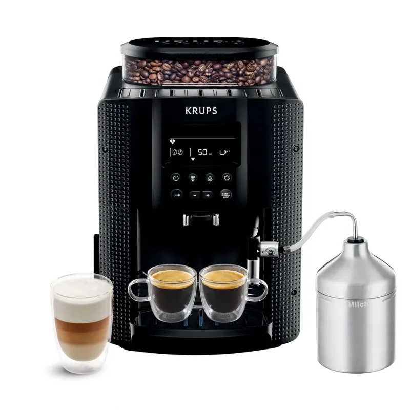 Krups Essential écran LCD avec pot à lait EA816031, vue de face